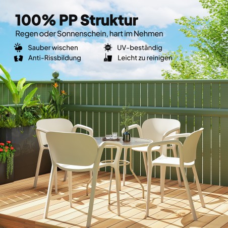 4 ilmastikukindla plastikust aiatooli komplekt käetugedega