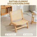 Rotangist lugemistool puitraami ja laia istmega, naturaalne, 64 × 70 × 74 cm