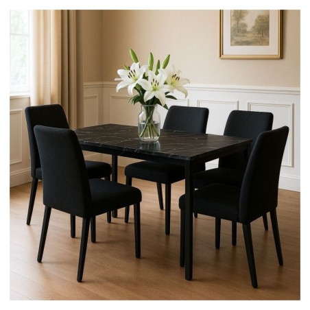 Köögilaud 4-5 inimesele, arvutilaud, 120 x 60 cm, marble must