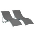 2 aiatooli komplekt, ergonoomilised alumiiniumist lamamistoolid Textilene-kattega, tumehallid, 165 × 61 × 63 cm