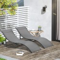 2 aiatooli komplekt, ergonoomilised alumiiniumist lamamistoolid Textilene-kattega, tumehallid, 165 × 61 × 63 cm
