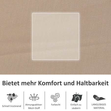 Metallist võrkkiiktool-aialamamistool, 150 × 62 × 88 cm, beež
