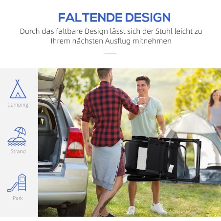 Kokkupandavate toolide komplekt, 2 tk, reguleeritava seljatoe ja metallraamiga, must