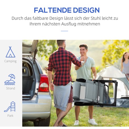 Kokkupandavate toolide komplekt, 2 tk, reguleeritava seljatoe ja metallraamiga, hall