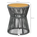 Boho-stiilis ilmastikukindel PE-rotangist aialaud, 39 × 39 × 49 cm, must ja naturaalne