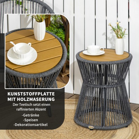 Boho-stiilis ilmastikukindel PE-rotangist aialaud, 39 × 39 × 49 cm, must ja naturaalne