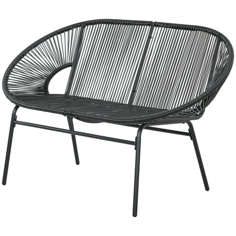 Rotangist lõõgastustool boho-stiilis, 132 × 72 × 83 cm, must