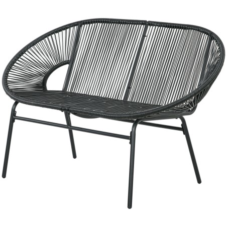Rotangist lõõgastustool boho-stiilis, 132 × 72 × 83 cm, must