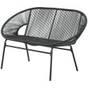 Rotangist lõõgastustool boho-stiilis, 132 × 72 × 83 cm, must