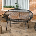 Rotangist lõõgastustool boho-stiilis, 132 × 72 × 83 cm, must