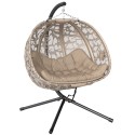 Kokkupandav ripptool kahele inimesele suure istmepadjaga, liivakarva, 130 x 103 x 172 cm