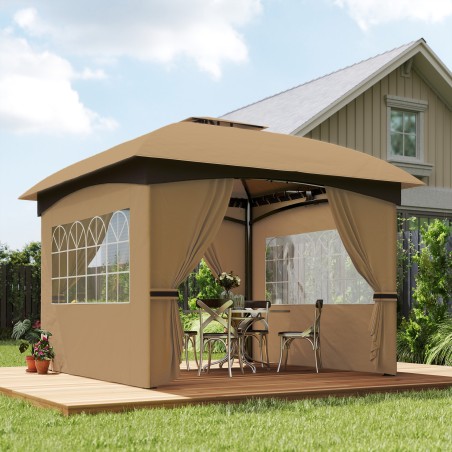Aiapaviljon 3,4 x 3,4 m, ventilatsioonikatuse ja kaarakendega, beež