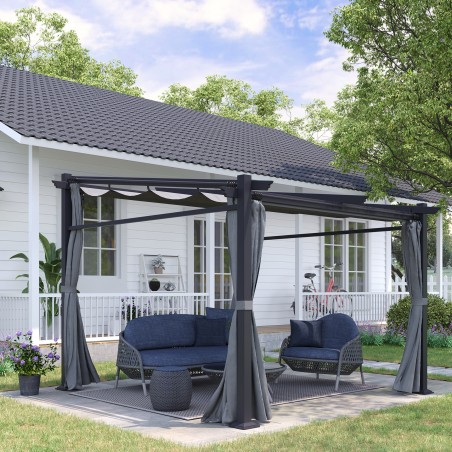 Pergola pikendatava katuse ja kinnitustarvikutega, 2,97 × 2,95 × 2,3 m