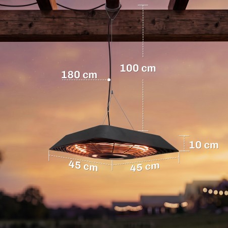 Infrapunakiirgur 2000 W puldi, 3 kütteastme ja LED-ekraaniga, must