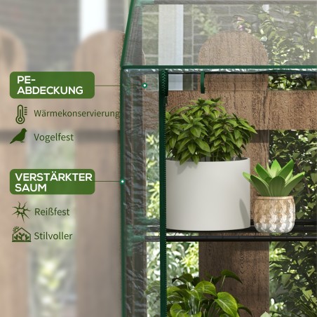 3-korruseline minikasvuhoone 6 traatriiuli ja 2 avaga, läbipaistev