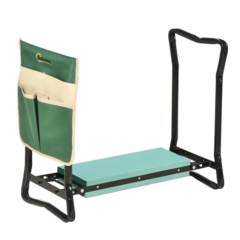 Kokkupandav 2-in-1 aiapõlvitustool tööriistakotiga, 58 × 28 × 49 cm