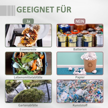 Kahekambriline pööratav komposter, 160 l, hall-roheline-must