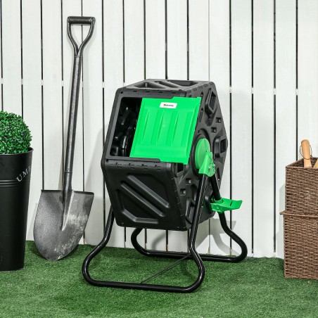 Pöörlev komposter 65 l, 24 ventilatsiooniava, roheline-must