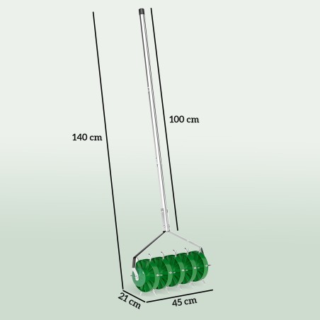 Käsitsi muruaeraator 30 teravikuga, 45 cm, terasest, tumeroheline