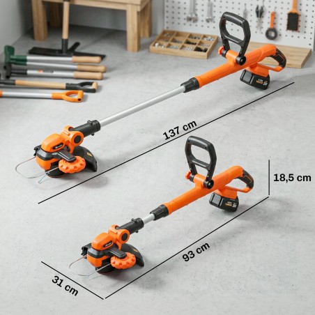 Akuga murutrimmer 21 V, 2 × 4,0 Ah aku, laadija ja teleskoopkäepide