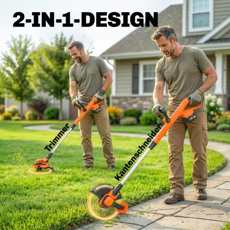 Akuga murutrimmer 21 V, 2 × 4,0 Ah aku, laadija ja teleskoopkäepide