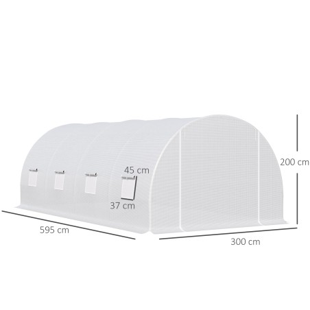 Fooliumkasvuhoone tsingitud terasraami, ukse ja aknaga, 595 × 300 × 200 cm