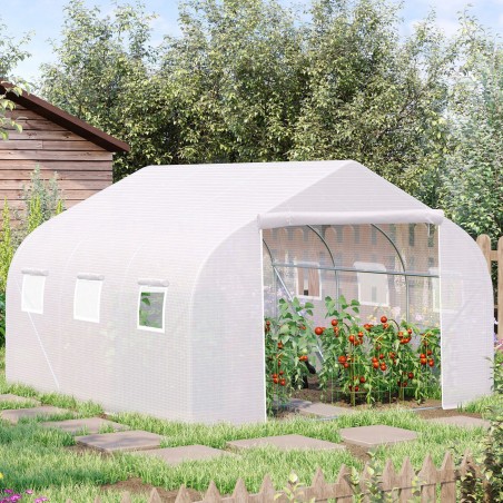 Tunnelkasvuhoone 6 ülesrullitava akna, lukuga ukse ja metallraamiga, 3,5 × 3 × 2 m