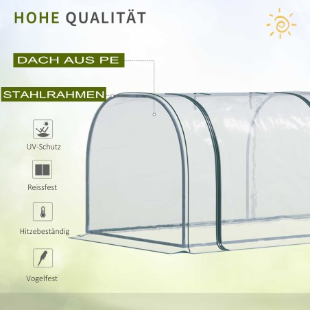 Roheline terasest ja plastist uksega kasvuhoone 350 × 100 × 80 cm