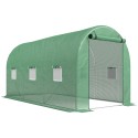Ümarkaarega kasvuhoone, 6 võrguakent, kile, metallraam, 3,95 × 1,95 × 1,90 m, roheline