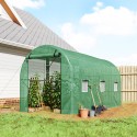 Ümarkaarega kasvuhoone, 6 võrguakent, kile, metallraam, 3,95 × 1,95 × 1,90 m, roheline