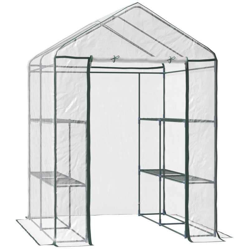 Kilekasvuhoone 6 riiuliga, terasest ja PVC-st, 143 × 143 × 195 cm