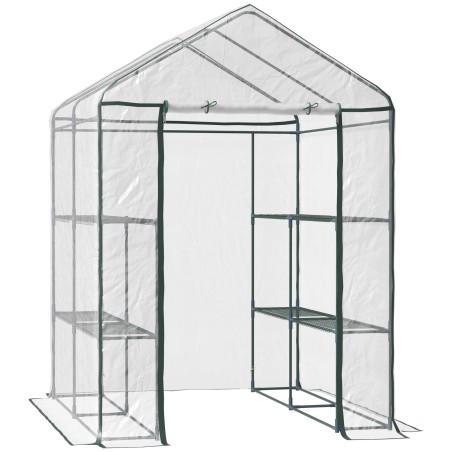 Kilekasvuhoone 6 riiuliga, terasest ja PVC-st, 143 × 143 × 195 cm