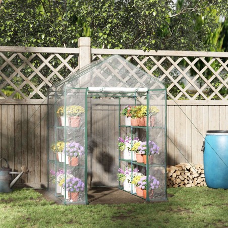 Kilekasvuhoone 6 riiuliga, terasest ja PVC-st, 143 × 143 × 195 cm