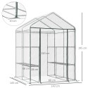 Kilekasvuhoone 6 riiuliga, terasest ja PVC-st, 143 × 143 × 195 cm
