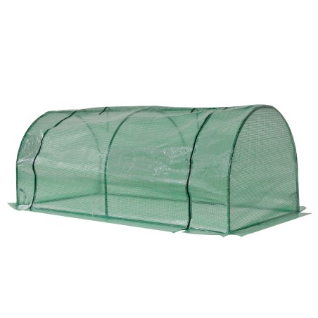 Terasest ja plastist kasvuhoone uksega 200 × 100 × 80 cm, roheline