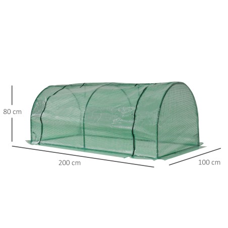 Terasest ja plastist kasvuhoone uksega 200 × 100 × 80 cm, roheline