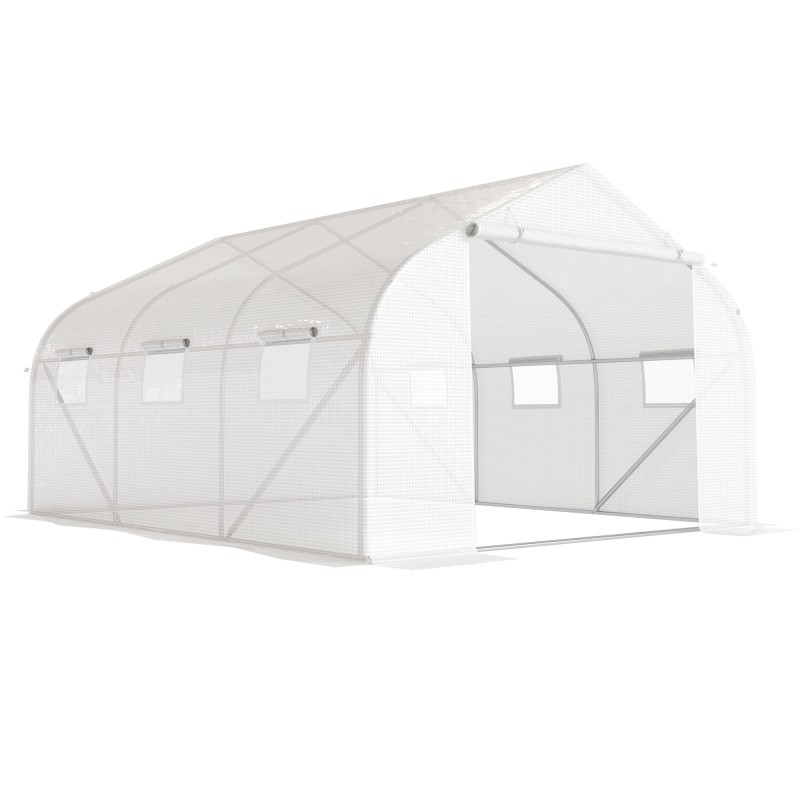 Tunnelkasvuhoone metallraami ja 6 avatava aknaga, 4,45 × 3 × 2,05 m