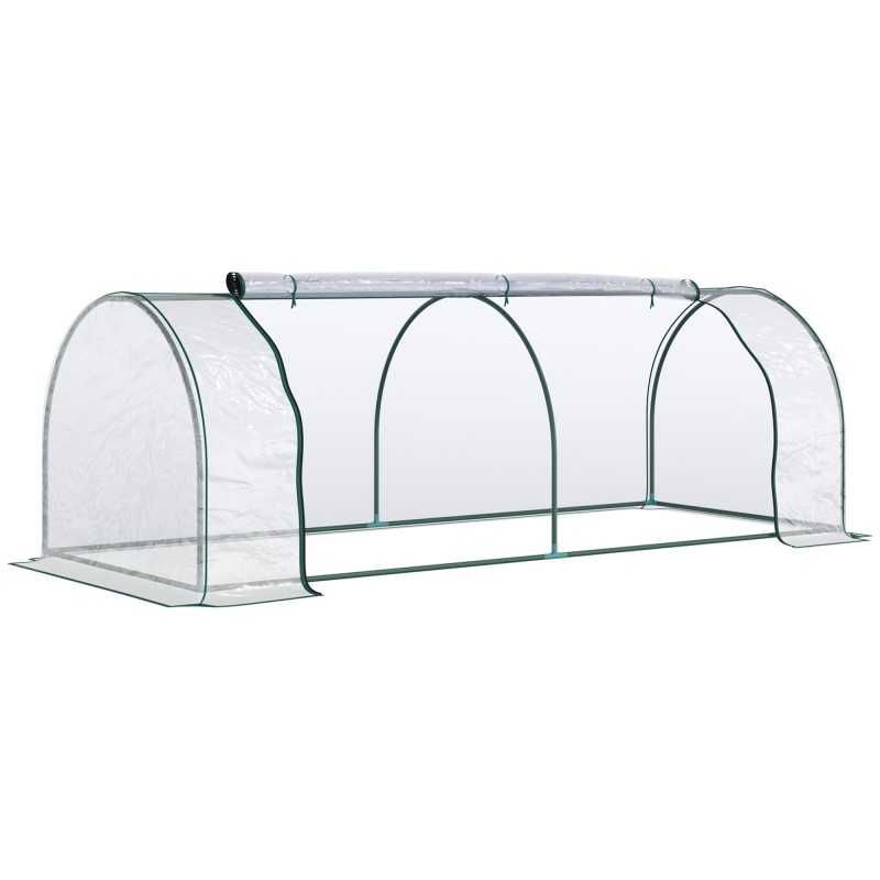 Uksega terasest ja plastikust kasvuhoone 250 × 100 × 80 cm, roheline