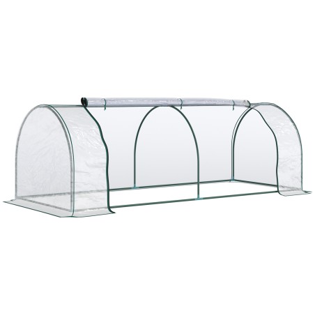 Uksega terasest ja plastikust kasvuhoone 250 × 100 × 80 cm, roheline