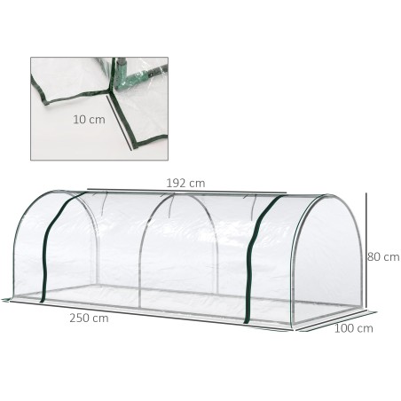 Uksega terasest ja plastikust kasvuhoone 250 × 100 × 80 cm, roheline