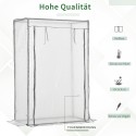Valge terasest kilekasvuhoone PE-võrkkile ja uksega, 100 × 50 × 150 cm