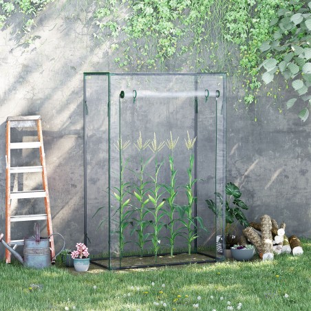 Terasraamiga läbipaistev kasvuhoone rullitava uksega, 100 × 50 × 150 cm
