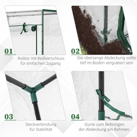Terasraamiga läbipaistev kasvuhoone rullitava uksega, 100 × 50 × 150 cm