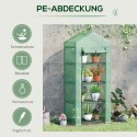 Kilega minikasvuhoone 4 riiuliga, tumeroheline, 70 × 50 × 160 cm