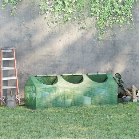 Ilmastikukindel kasvuhoone rullitavate akendega, roheline, 180 × 60 × 60 cm