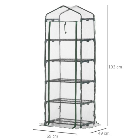 5 riiuliga minikasvuhoone lillede ja köögiviljade kasvatamiseks, 69 × 49 × 193 cm