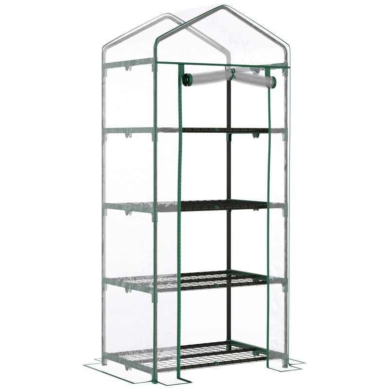 4 riiuliga läbipaistev minikasvuhoone, 70 × 50 × 160 cm