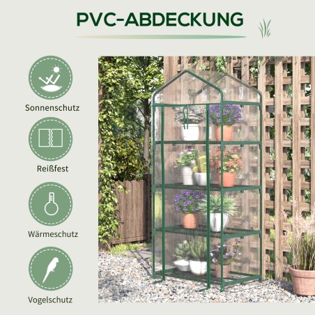 4 riiuliga läbipaistev minikasvuhoone, 70 × 50 × 160 cm