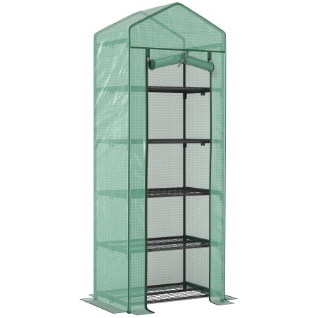 Roheline terasest ja plastist minikasvuhoone, 69 × 49 × 193 cm