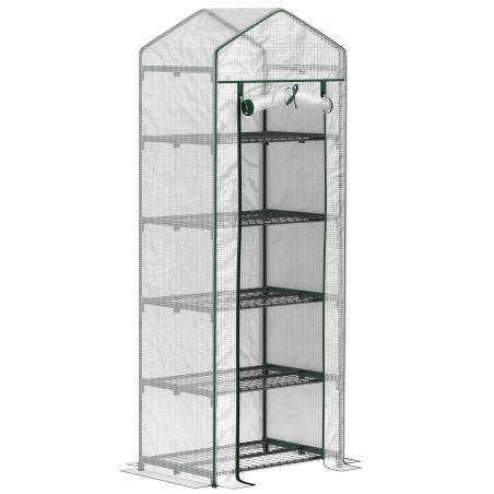Valge terasest ja plastist minikasvuhoone, 69 × 49 × 193 cm